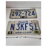 2 Cnt License Plates  1-Ohio & 1-Minnesota