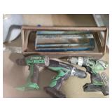 2 Cnt Toolbox Trays & 3 Hitachi Drills No