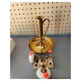 Vntg Door Knob & Brass Candle Holder