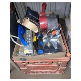Crate w/Paint Tools, Funnel, MISC.