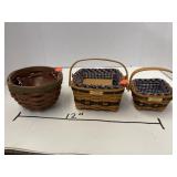 3 Longaberger Miniatures.