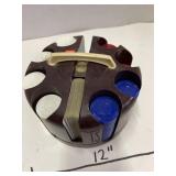 Vntg Poker Caddy/Lazy Susan Holds Cards & Chips