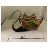 Glass swan bowl