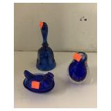 3 blue decor items