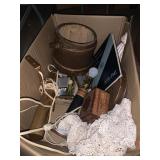 Lamp, year book, basket, misc