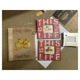 3 picture frames and photo album frog decor