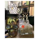 Skull water bottle and glass decor