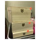 3 small wooden boxes