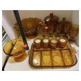 Large lot of amber glass.  MCM. Beautiful.