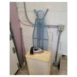 Ironing Board/Iron & Vntg Hamper