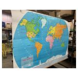 Map-The World - attached to large wood piece-