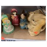 Vntg Disney Elephant Serving & 3 Vntg Girls