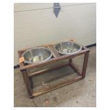 Dog Bowls w/Wood Stand