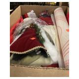 Box w/Christmas Decor Dolls and Xmas MISC