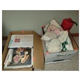 Box of Crochet Magazines & Box of Dollies Linens