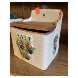 Ceramic Salt Container w/wood lid