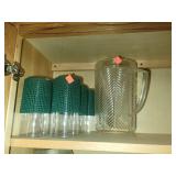 Plastic Pitcher & 6 Glasses