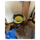 2 Tarps, Buckets, Roll of Plastc Group Lot