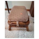 Wood Footstool W/ Cushion