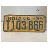 Vntg. Indiana License Plate