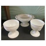 2 Ct. White Glass Cups, 1 Ct. Bowl