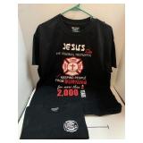 2 fire fighter tshirts size: Large