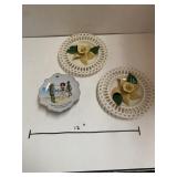 2 flower dish decor, 4 cartoon dishes