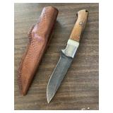 Damascus Knife.  4 in Blade 9 in overall Length