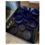 Blue and clear Glass cups