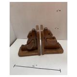 2 wood teddy bear bookends