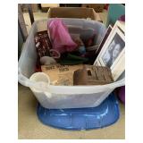 Tote with mug, picture frame, misc