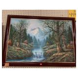 Mountain and river painting T. Marino Approx