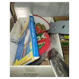 Misc Box Lot Decor/Christmas Items/Office Folders