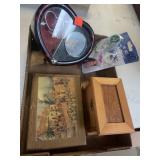 2 Vntg Wooden Boxes and Misc