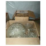 Punch Bowl Set & Box Lot of Clear Glass