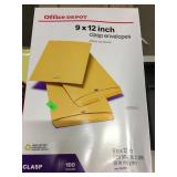 Qty 2 Boxes Office Depot 9x12 Clasp Envelopes