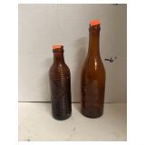 2 Vintage Brown Bottles