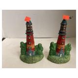 Cast Iron Painted Lighthouse Bookends