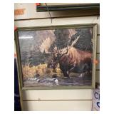 Moose and Ducks Print.  22x17 in
