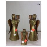 3 Ct. Metal? Bronze? Candle Holder Angels