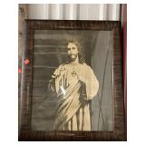 Dark Wood Frame w/Picture of Jesus