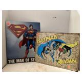 Vntg. 2 Ct. Man Of Steel/Batman And Robin Signs