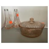 Lot of Pink Glass. Depression era ? Vintage.