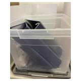 Tote w/ lid. Binders & cups included.