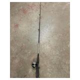Zebco reel on graphite rod.
