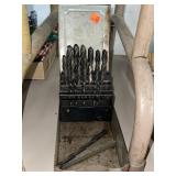 Drill bit sorter / organizer box with drill bits.