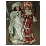 2 Cnt Victorian Style Porcelain Dolls