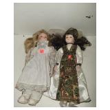 2 Cnt Porcelain Dolls