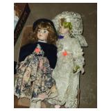 2 Cnt Porcelain Dolls