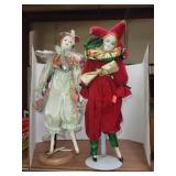 2 Cnt Porcelain Dolls W/ Stands